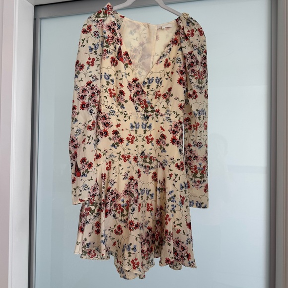 Maje Dresses & Skirts - Maje Floral Long Sleeve Dress - Cream and Red